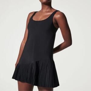SPANX Black Pleated-Hem Sleeveless Tank Dress